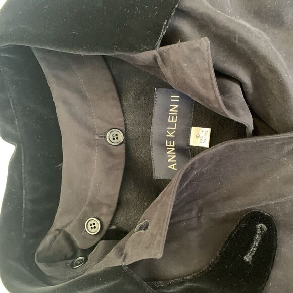 Anne Klein II Trench Coat Womens 10 Dark Brown/Black Long Wool Body Suede Collar - Picture 10 of 13